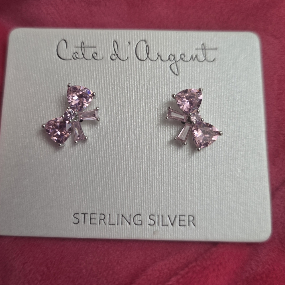 Cote d'Argent Pink Bow Earrings